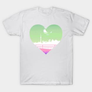 Genderfae night cityscape subtle heart T-Shirt